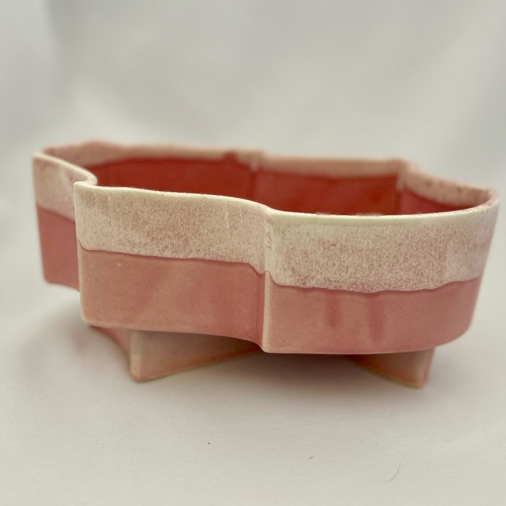 Vintage California Pottery Pink Planter Art Deco Abstract MCM Stamped CA 508 USA
